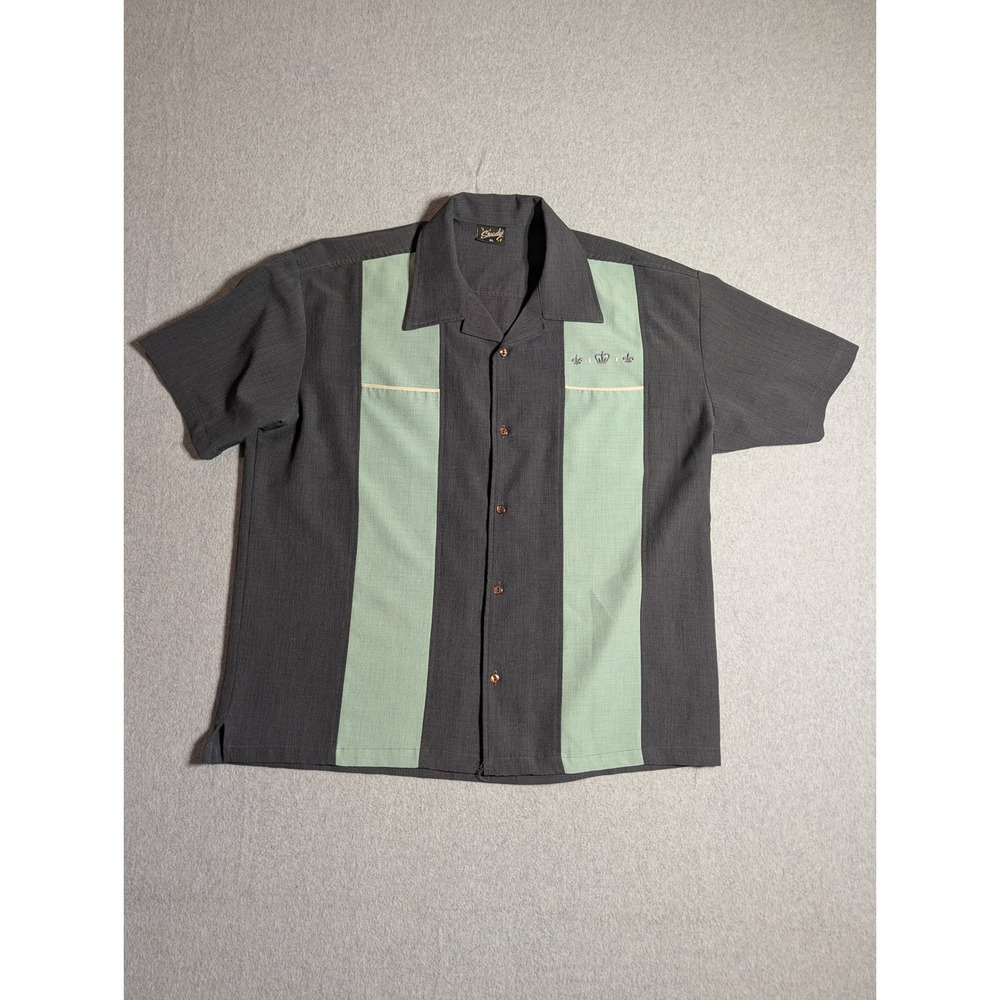 Steady Clothing Mens Bowling Shirt XL Gray Mint Green Retro Rockabilly S135317